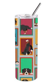 Lots of Bernese Mountain Dog Stainless Steel Skinny Tumbler Vacuum Double Walled Reusable Insulated Tumbler Travel Cup for Coffee Cocktails Gift with