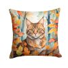 Sokoke Cat in Fall Leaves Throw Pillow Machine Washable, Indoor Outdoor Decorative Pillow for Couch, Bed or Patio, 18Hx18W