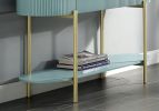 Glam Contemporary Light Teal 1pc Sofa Table White Faux Marble Top Living Room Side Table Open Bottom Shelve