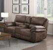Plush Modern Living Room Sofa Set 2pc Power Reclining Sofa and Loveseat Brown Microfiber Upholstery USB port Solid Wood Frame Furniture