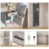 FCH Particleboard Triamine Veneer Iron Legs 2 Drawers 1 Door 2 Shelves Mirror Cabinet 3 Light Bulbs Dressing Table Set Grey