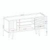 Manhattan Comfort Liberty 53.14" Mid-Century Modern TV Stand with 5 Shelves and 1 Door in Rustic Brown and White with Solid Wood Legs