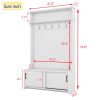 Hall Tree with Top Shelf and Storage Bench, Hallway Shoe Cabinet with Sliding Doors, Coat Rack with 5 Hanging Hooks for Entryways Hallways,White