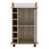 Bar Cart Baltimore, Two Tier Cabinet With Glass Door, Six Wine Cubbies, Light Oak Finish