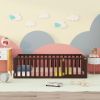 Twin Size Wood Floor Bed Frame with Fence and Door