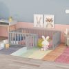 Twin Size Wood Floor Bed Frame with Fence and Door