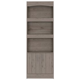 Durango Bookcase; Three Shelves; Double Door Cabinet (Color: light gray)