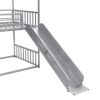 Twin over Twin Metal Bunk Bed House Bed with Slide and Staircase